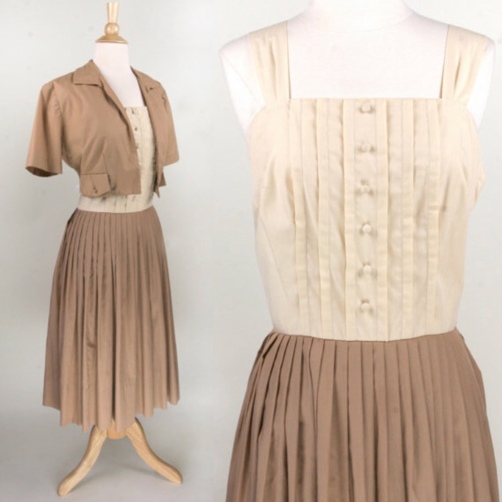 1940s 50s day dress with matching jacket